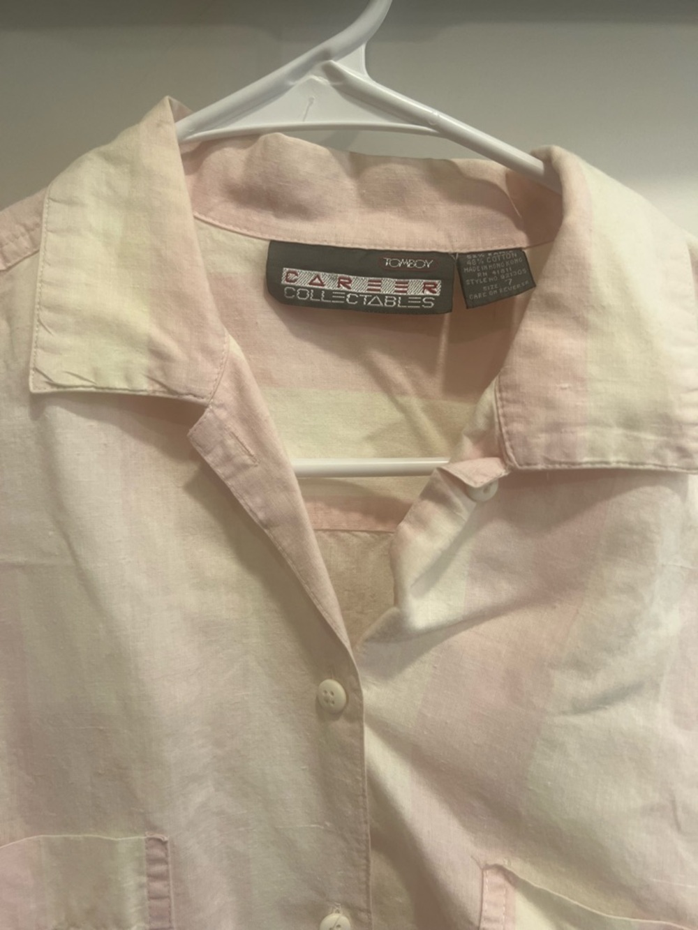 Vintage Pink and Cream Striped Short-Sleeve Button Shirt - Picture 4 of 7